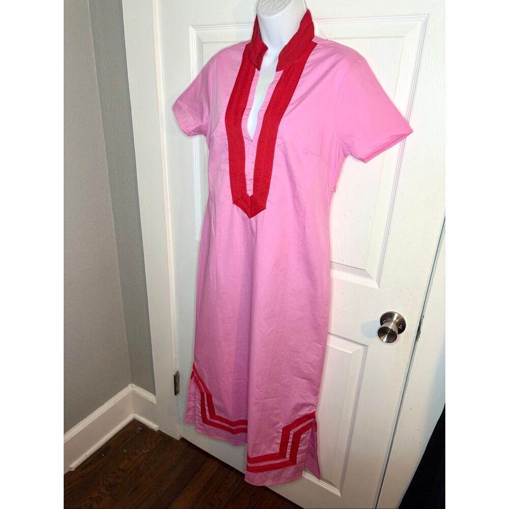 Sail to Sable Pink Short Sleeve Classic Maxi Two Tone Tunic Dress Cotton M NWT - Picture 5 of 9